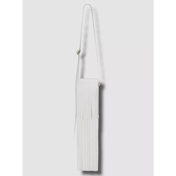 REE PROJECTS Do Fringe Leather Neck Pouch White Leather Crossbody Sling Bag - Picture 5 of 11
